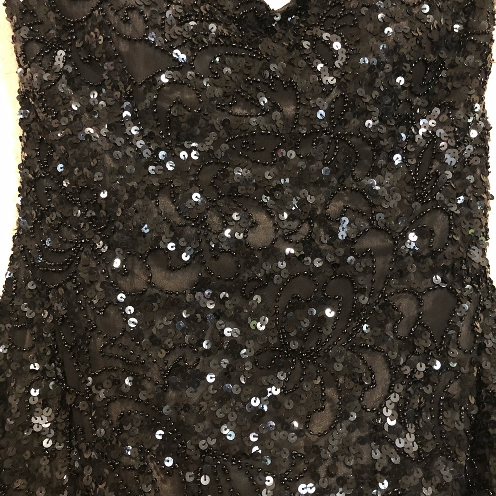 Scala 2 Black Sequin Beaded Strapless Mini Dress - image 2
